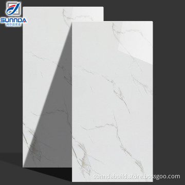 newest hot selling inkjet printing super glossy full glazed calacatta white porcelain marble porcelain flooring tiles